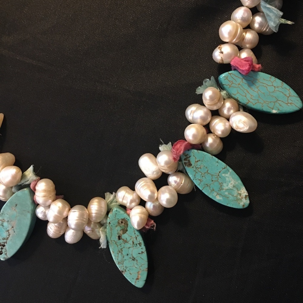 Stunning & Rare 48 Freshwater Pearls & Turquoise Vintage Necklace - FINAL SALE! - Picture 9 of 9